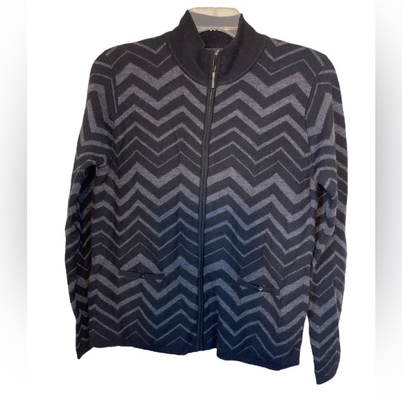 NWOT-Mercer & Madison 100% Merino Wool, Chevron Pattern, full zip Sweater XL - Picture 6 of 8
